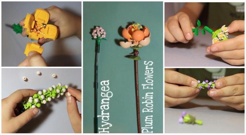 Wie man mit einem Kind einen Blumenstrauß aus einem Blumenbaukasten zusammenstellt, Geschenke basteln