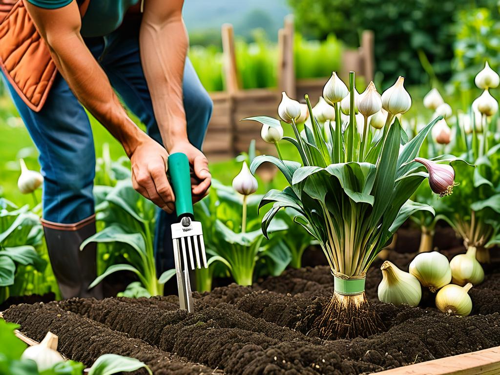 Selbstgebaute Vorrichtung zum Pflanzen von Knoblauch