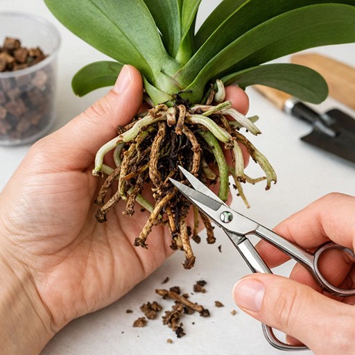 Wie schneidet man Orchideenwurzeln zu Hause?